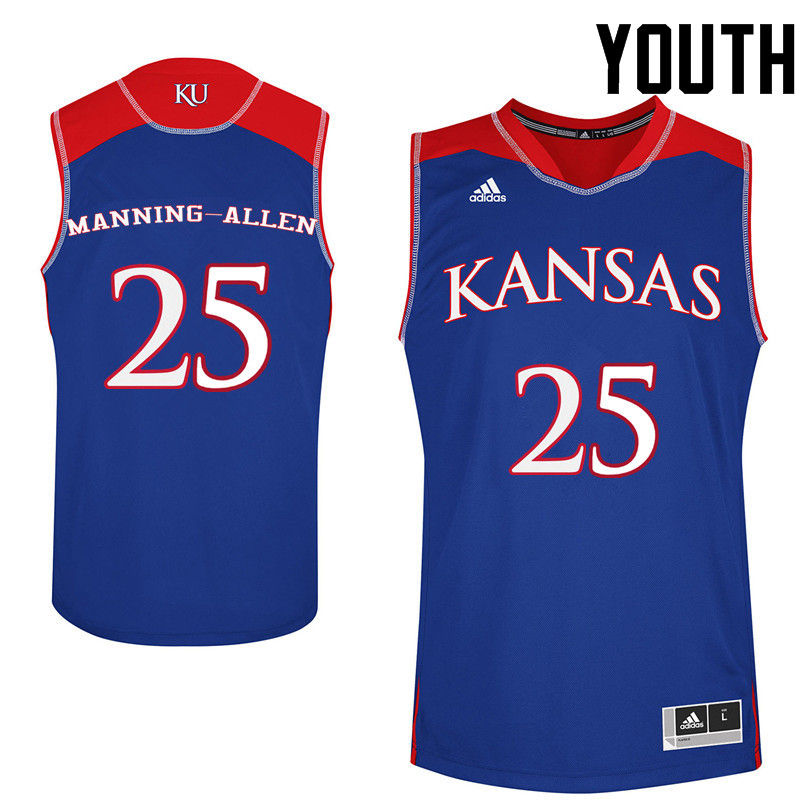 Youth Kansas Jayhawks #25 Caelynn Manning-Allen College Basketball Jerseys-Royals - Click Image to Close
